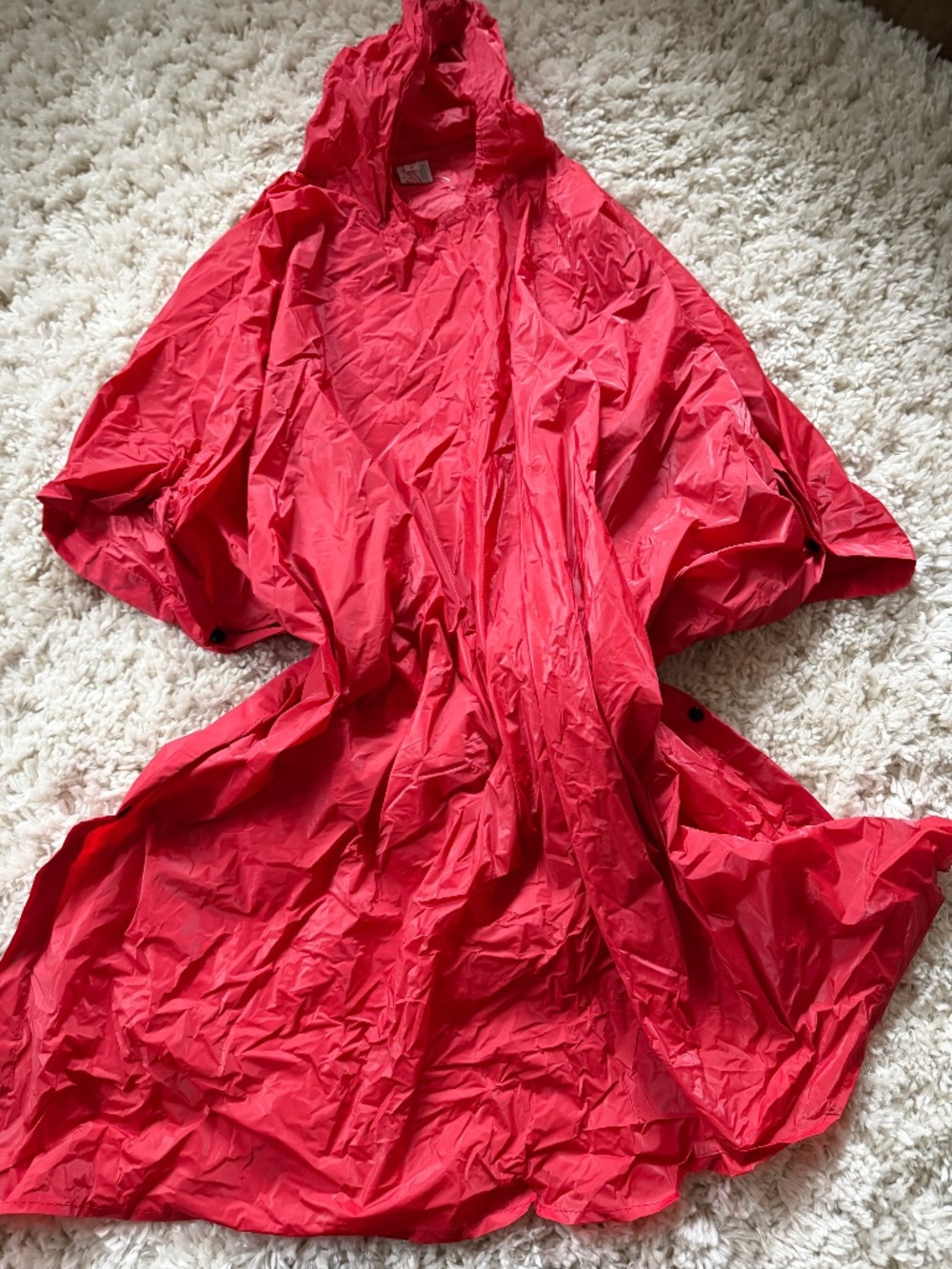A Red Hooded Trench poncho, wind rain women’s Coat – Lightweight Rain Shell red